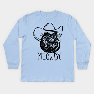 Meowdy Texas Cat Meme Kids Long Sleeve T-Shirt